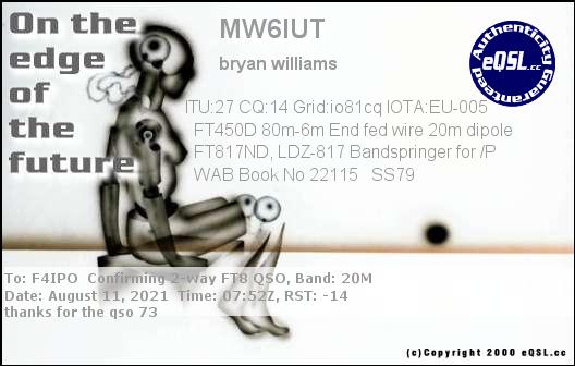 QSL de MW6IUT