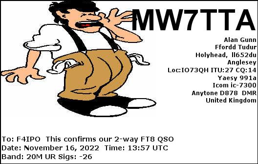 QSL de MW7TTA