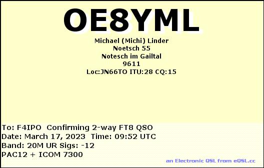 QSL de OE8YML