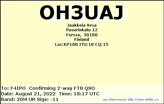 QSL de OH3UAJ