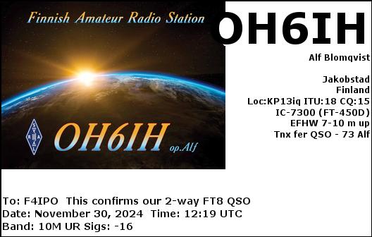 QSL de OH6IH