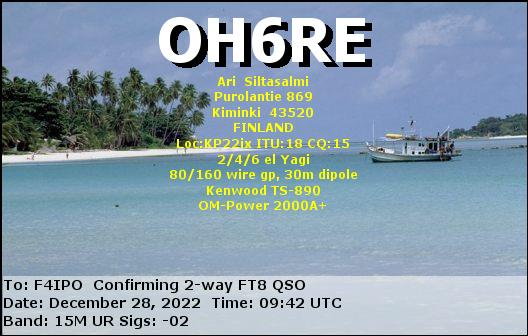 QSL de OH6RE