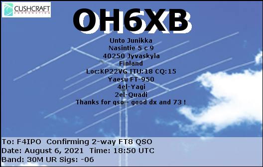 QSL de OH6XB