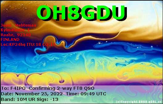 QSL de OH8GDU