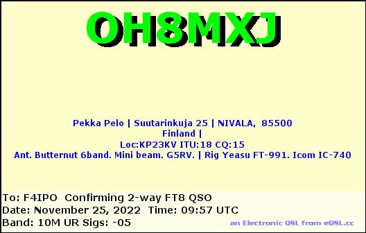 QSL de OH8MXJ