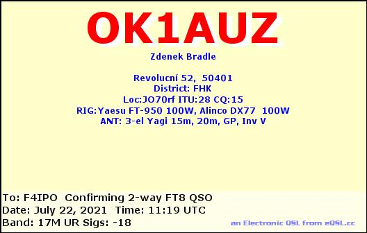 QSL de OK1AUZ