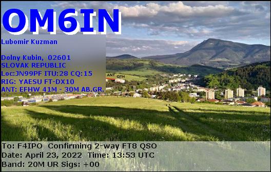 QSL de OM6IN