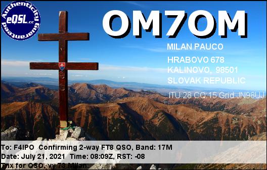 QSL de OM7OM