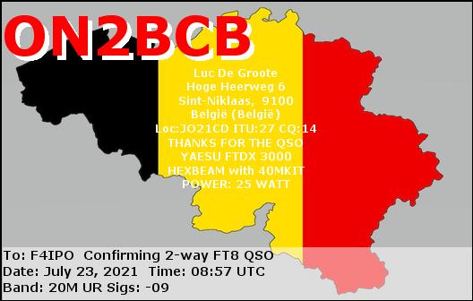 QSL de ON2BCB