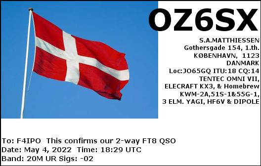 QSL de OZ6SX