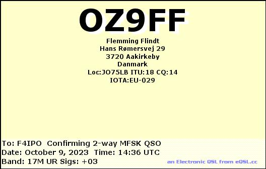 QSL de OZ9FF