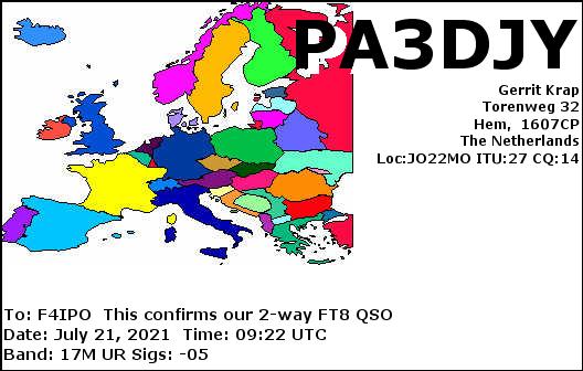 QSL de PA3DJY