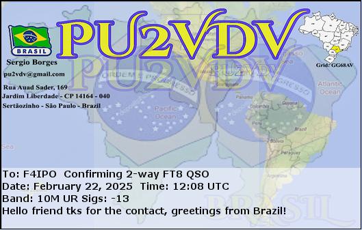 QSL de PU2VDV