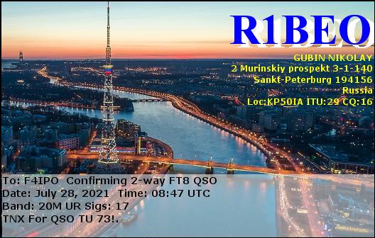 QSL de R1BEO