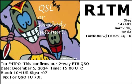 QSL de R1TM