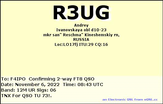 QSL de R3UG