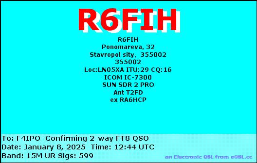 QSL de R6FIH