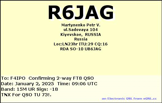 QSL de R6JAG