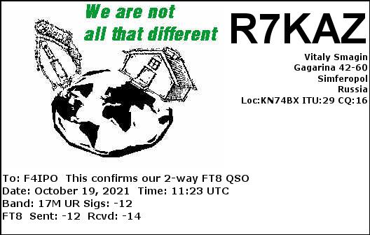 QSL de R7KAZ