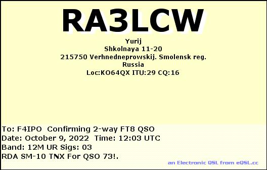 QSL de RA3LCW