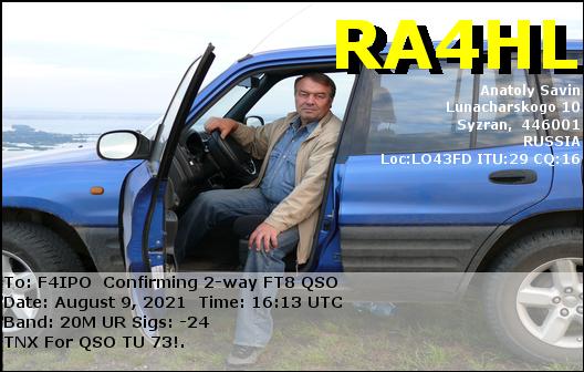 QSL de RA4HL