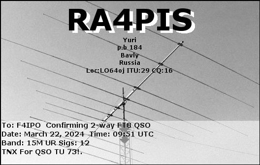 QSL de RA4PIS