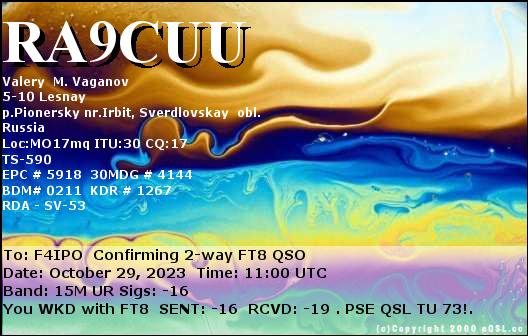 QSL de RA9CUU