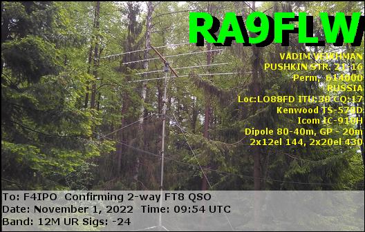 QSL de RA9FLW