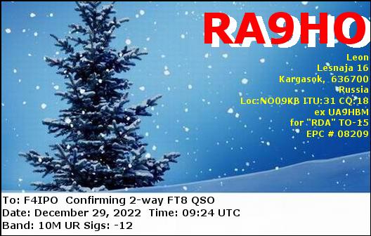 QSL de RA9HO