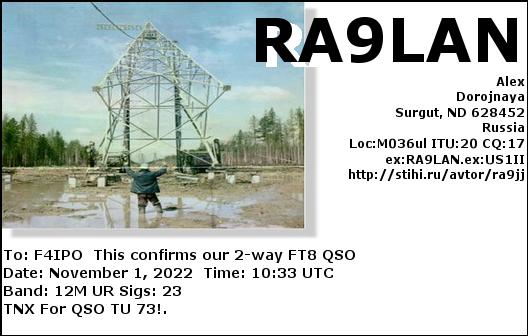 QSL de RA9LAN