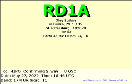QSL de RD1A