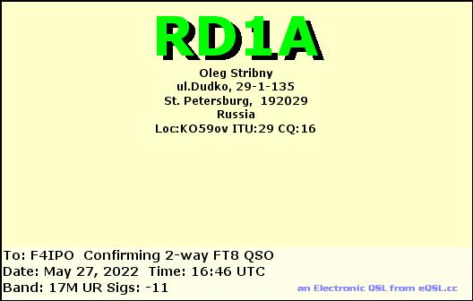 QSL de RD1A