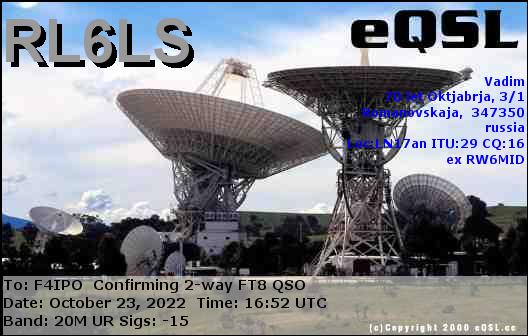 QSL de RL6LS