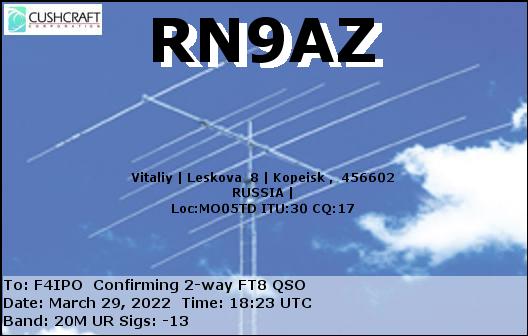 QSL de RN9AZ