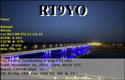 QSL de RT9YO