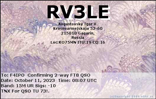 QSL de RV3LE