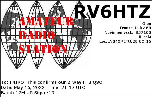 QSL de RV6HTZ