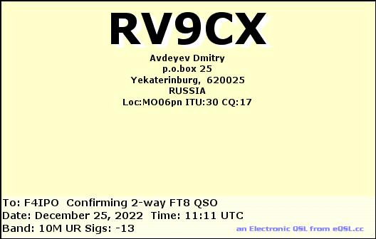 QSL de RV9CX