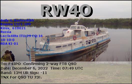 QSL de RW4O