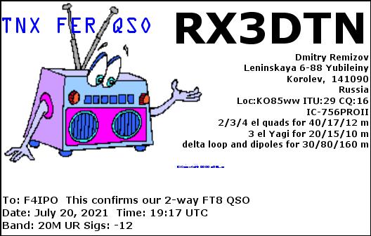 QSL de RX3DTN