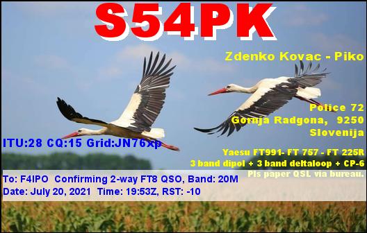 QSL de S54PK