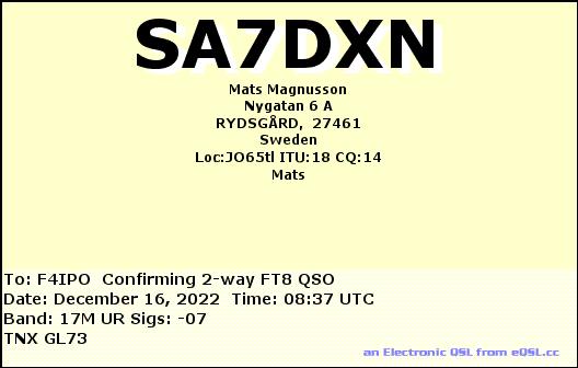 QSL de SA7DXN