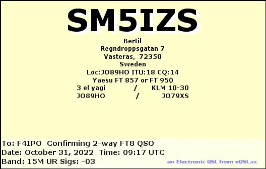 QSL de SM5IZS