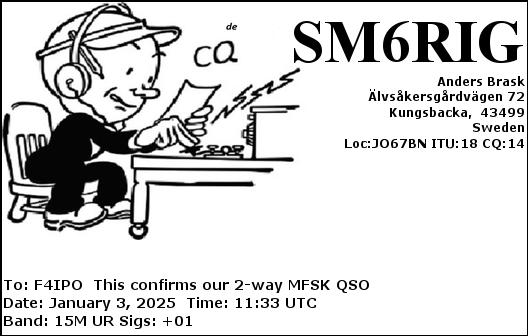 QSL de SM6RIG