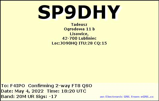 QSL de SP9DHY