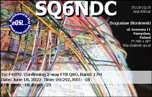 QSL de SQ6NDC