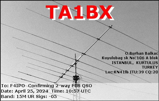 QSL de TA1BX