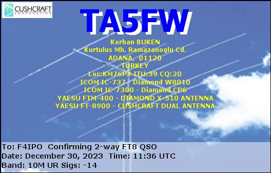 QSL de TA5FW