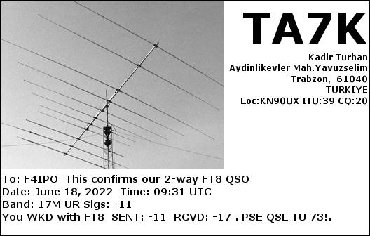 QSL de TA7K