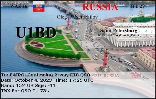 QSL de U1BD